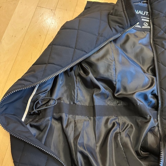 Nautica blak quilted zip up long vest, S - Picture 7 of 7